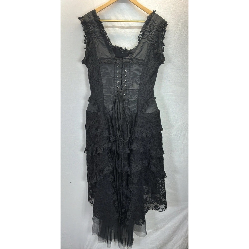 Burleska Gothic Victorian Witchy Cabaret RenFair Black Lace Corset Dress Sz 34 - Picture 5 of 16